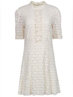 Shoshanna Cream Lace Cropped Sleeve Dress NWT